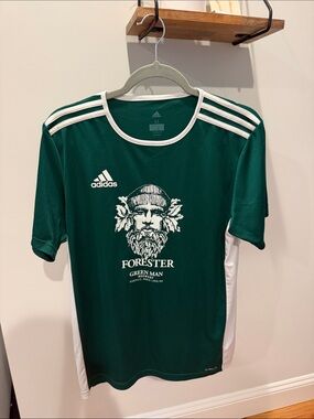 adidas Men’s Dark Green Forester Graphic Soccer Jersey with White Accents